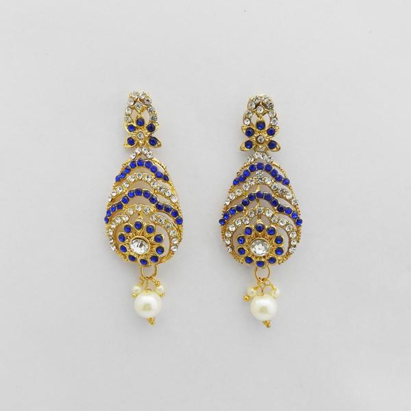 Kriaa Blue Austrian Stone Gold Plated Dangler Earrings - 1312712N