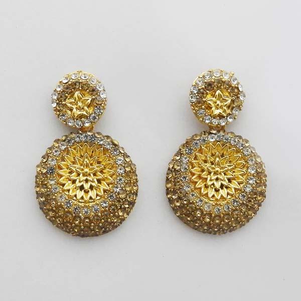 Kriaa Brown Austrian Stone Gold Plated Dangler Earrings - 1312717C