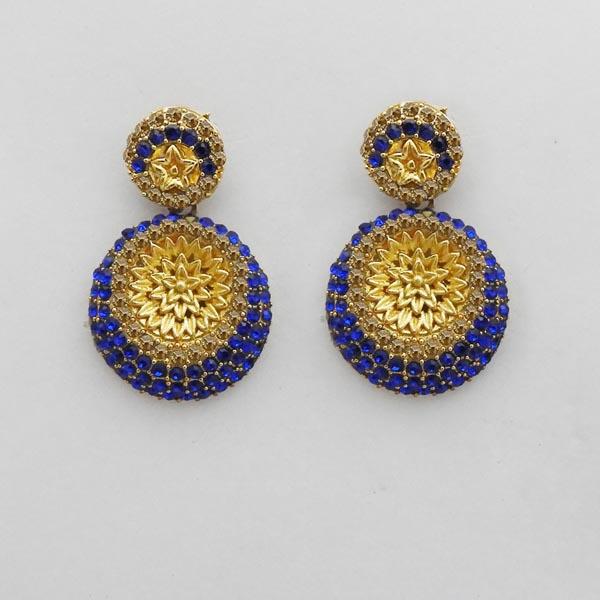 Kriaa Gold Plated Blue Austrian Stone Dangler Earrings - 1312717G