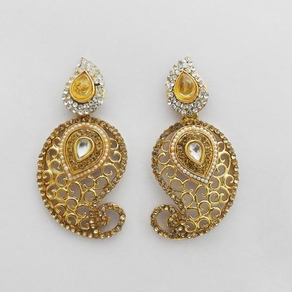 Kriaa Brown Austrian Stone Gold Plated Dangler Earrings - 1312719C