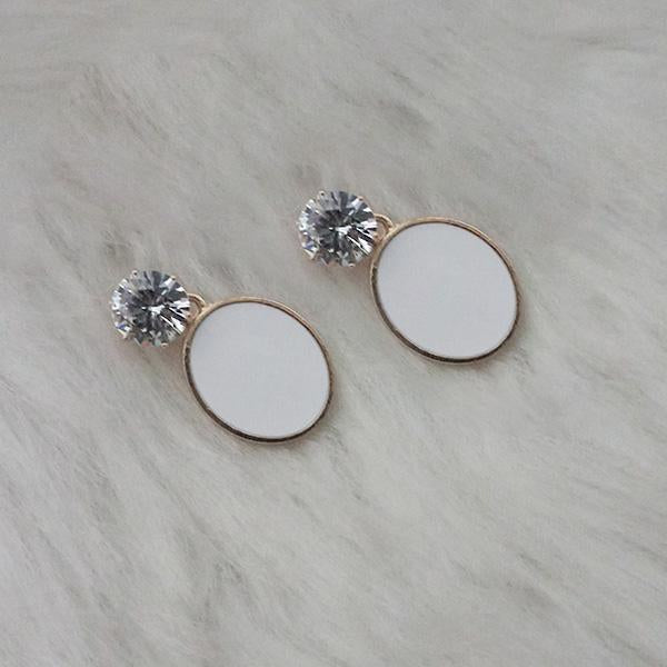 Kriaa White Enamel Crystal Stone Gold Plated Stud Earrings - 1312806A