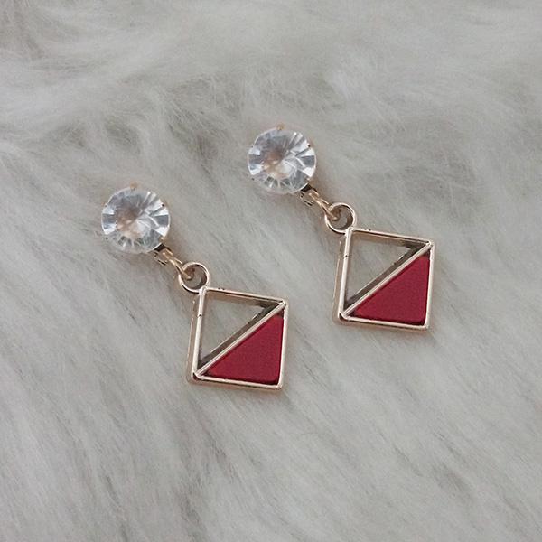 Kriaa Red Enamel Crystal Stone Gold Plated Stud Earrings - 1312812C