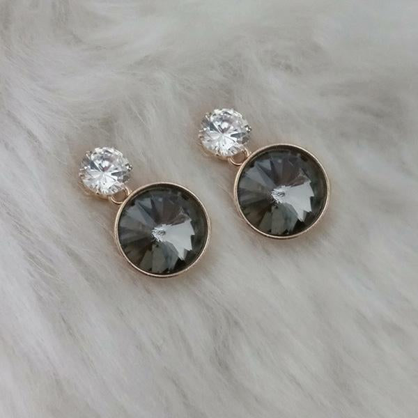 Kriaa Black Crystal Stone Gold Plated Stud Earrings - 1312816E