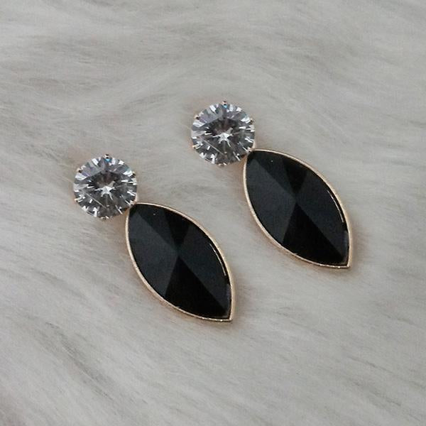 Kriaa Black Crystal Stone Gold Plated Stud Earrings - 1312817C