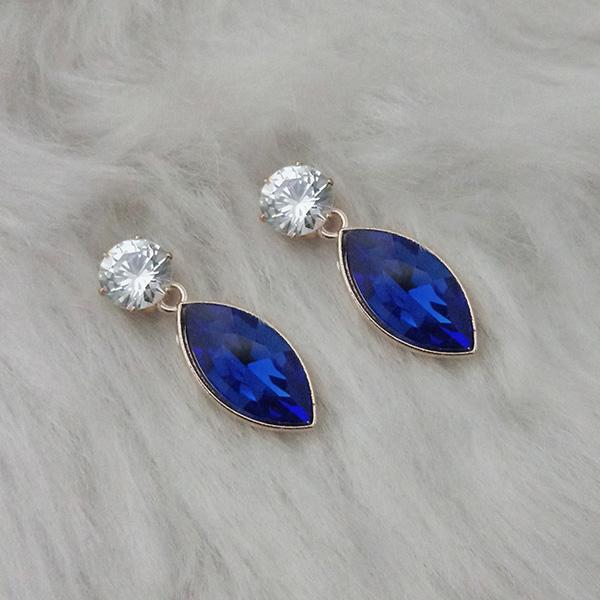 Kriaa Blue Crystal Stone Gold Plated Stud Earrings - 1312817F