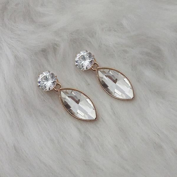 Kriaa White Crystal Stone Gold Plated Stud Earrings - 1312817I