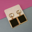 Urthn Gold Plated Black Enamel Dangler Earrings - 1312819A