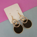 Urthn Gold Plated Black Enamel Dangler Earrings - 1312829A