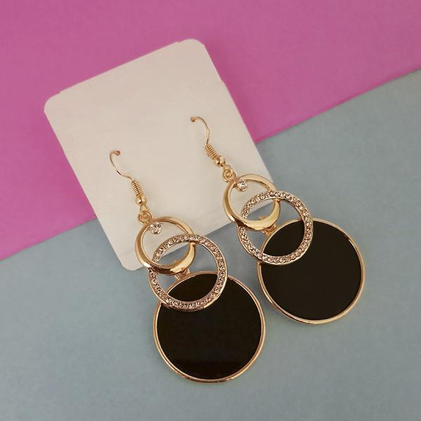 Urthn Gold Plated Black Enamel Dangler Earrings - 1312829A
