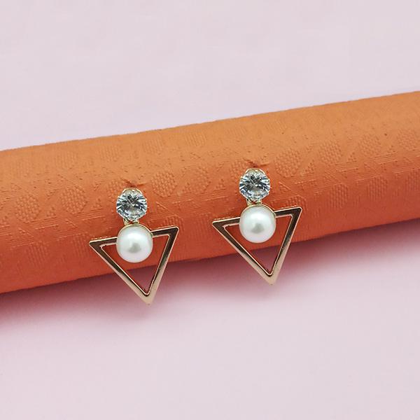 Kriaa Gold Plated Pearl Autrian Stone Stud Earrings - 1312835