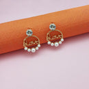 Kriaa White Pearl Austrian Stone Love Stud Earrings - 1312839