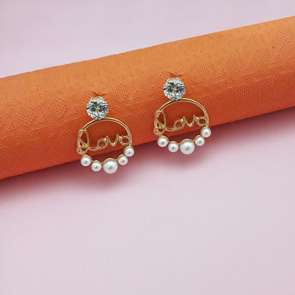 Kriaa White Pearl Austrian Stone Love Stud Earrings - 1312839