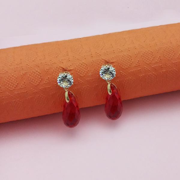 Kriaa Red Crystal And Austrian Stone Stud Earrings - 1312843F