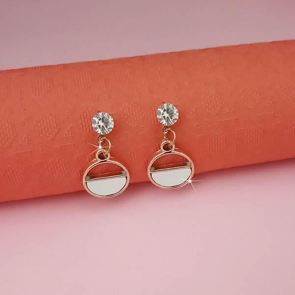 Kriaa White Enamel Crystal Stone Gold Plated Stud Earrings - 1312850F