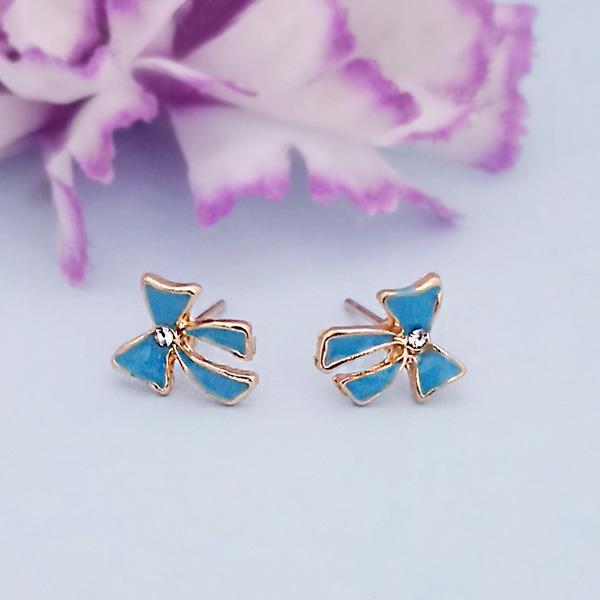 Kriaa Blue Enamel Austrian Stone Gold Plated Stud Earrings