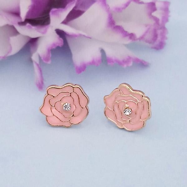 Kriaa Gold Plated Pink Meenakari Gold Plated Stud Earrings