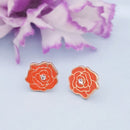 Kriaa Orange Meenakari Gold Plated Stud Earrings - 1312872G