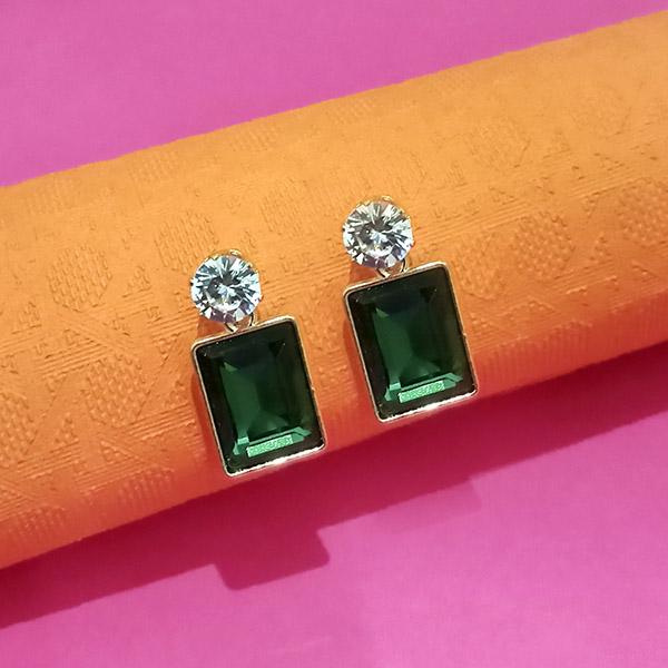 Kriaa Green Crystal Stone Stud Earrings - 1312875E