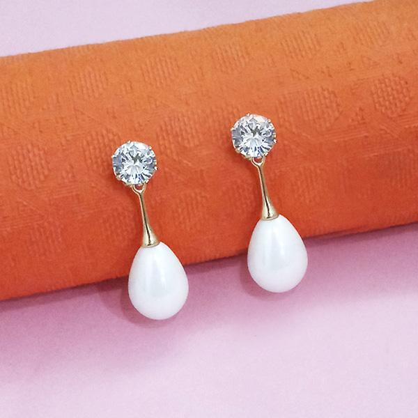 Kriaa Gold Plated White Austrian Stone And Pearl Stud Earrings - 1312876A