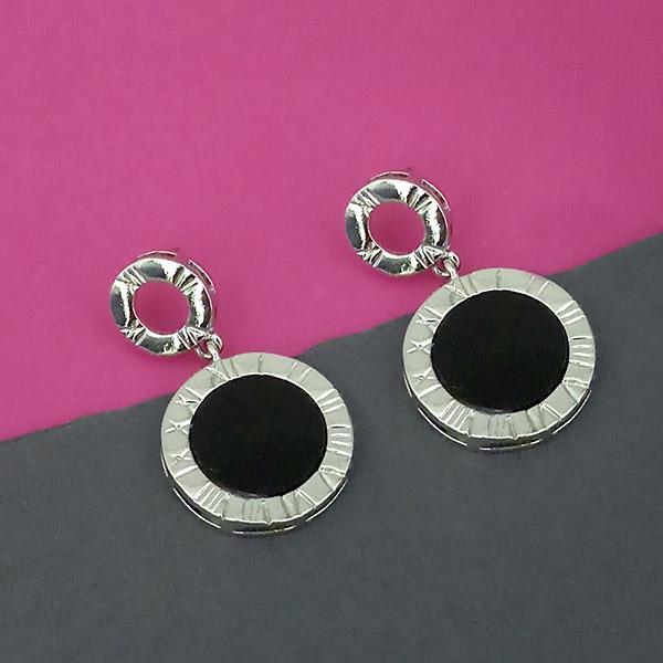 Urthn Silver Plated Black Enamel Dangler Earrings - 1312889