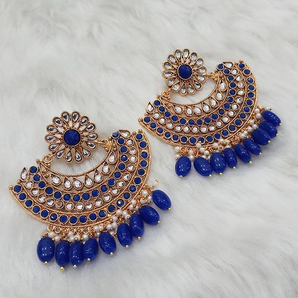 Kriaa Kundan Stone Gold Plated Dangler Earrings - 1312911C