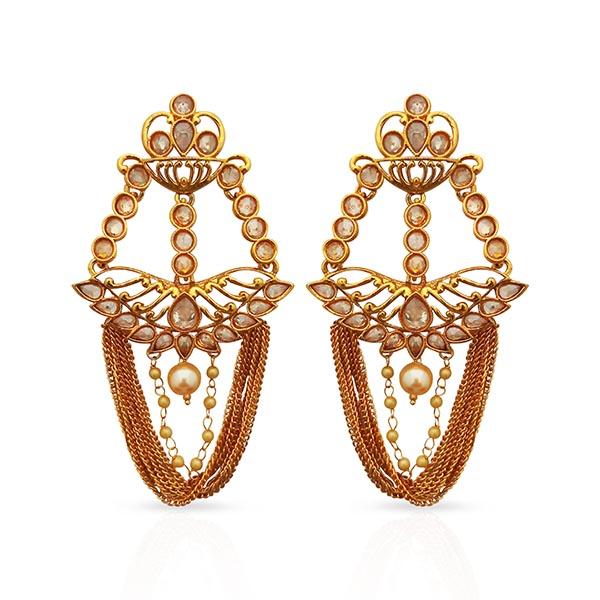 Kriaa AD Stone Gold Plated Dangler Earrings - 1312922A