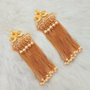 Kriaa AD Stone Gold Plated Pearl Drop Dangler Earrings - 1312932