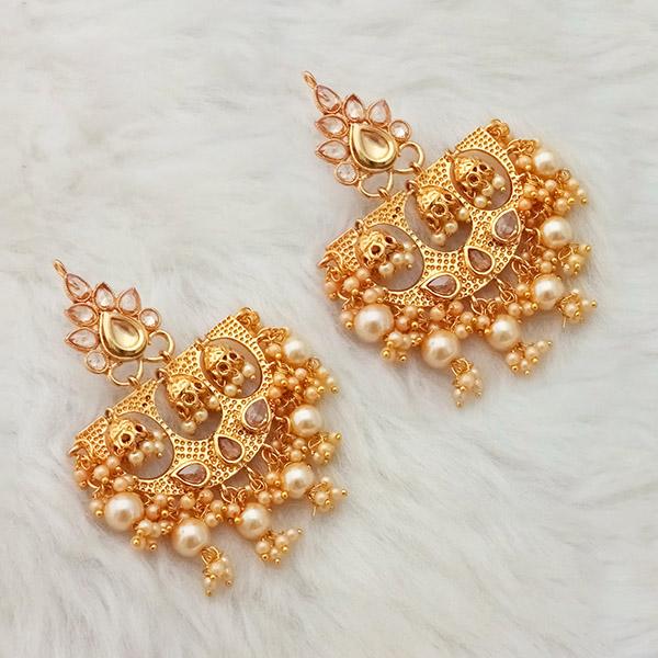Kriaa AD Stone Gold Plated Dangler Earrings - 1312935A