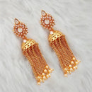 Kriaa AD Stone Gold Plated Pearl Drop Dangler Earrings