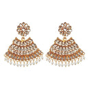 Kriaa Kundan Gold Plated Dangler Earrings - 1312954