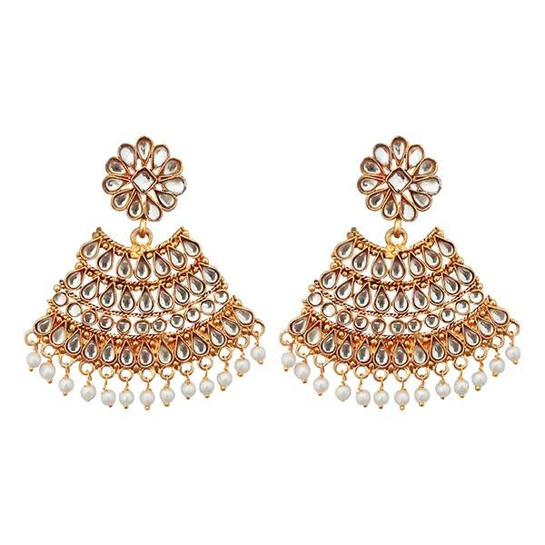 Kriaa Kundan Gold Plated Dangler Earrings - 1312954