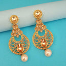 Kriaa Gold Plated Brown Austrian Stone Dangler Earrings - 1312960