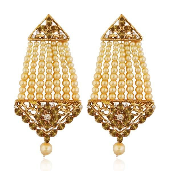 Kriaa Brown Austrian Stone Gold Plated Dangler Earrings - 1313002A