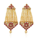 Kriaa Pink Kundan Stone Gold Plated Dangler Earrings - 1313002D