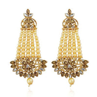 Kriaa Brown Kundan Stone Gold Plated Dangler Earrings - 1313003A