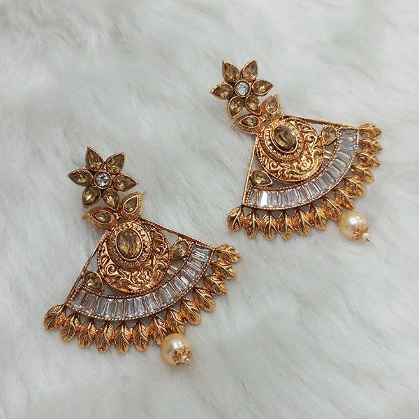 Kriaa AD Stone Gold Plated Dangler Earrings - 1313006A