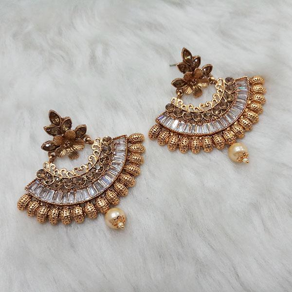 Kriaa AD Stone Gold Plated Dangler Earrings - 1313007A