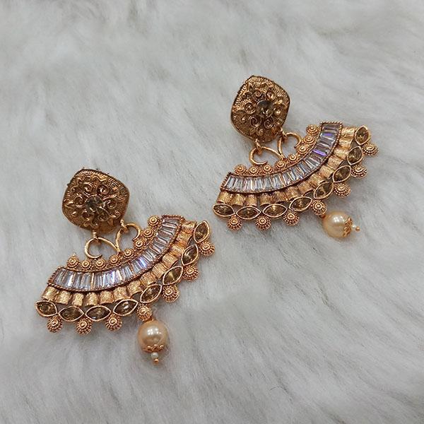 Kriaa AD Stone Gold Plated Dangler Earrings - 1313008A