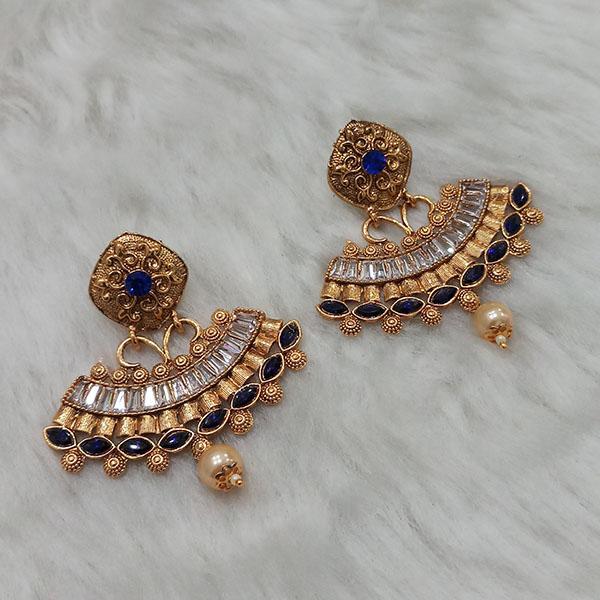 Kriaa AD Stone Gold Plated Dangler Earrings - 1313008C