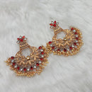 Kriaa Gold Plated Maroon Austrian Stone Dangler Earrings - 1313009B