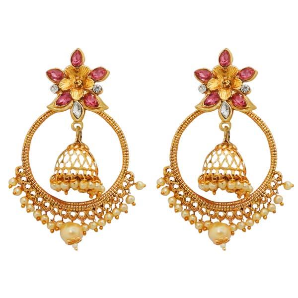 Kriaa Gold Plated Austrian Stone Dangler Earrings - 1313013D