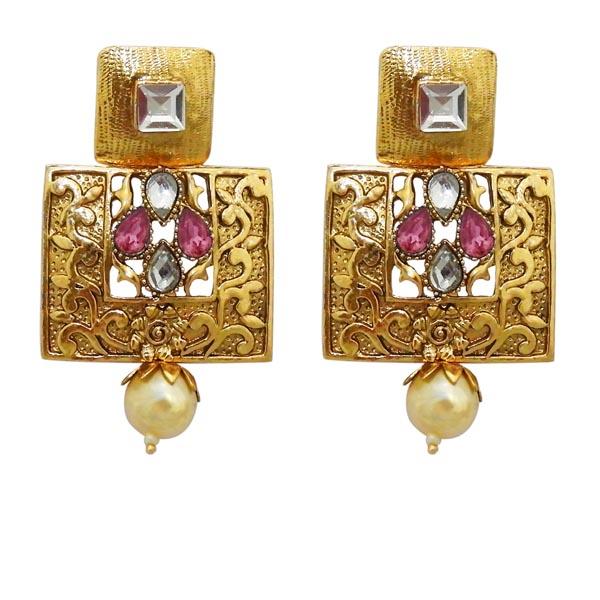 Kriaa Gold Plated Austrian Stone Dangler Earrings - 1313018D