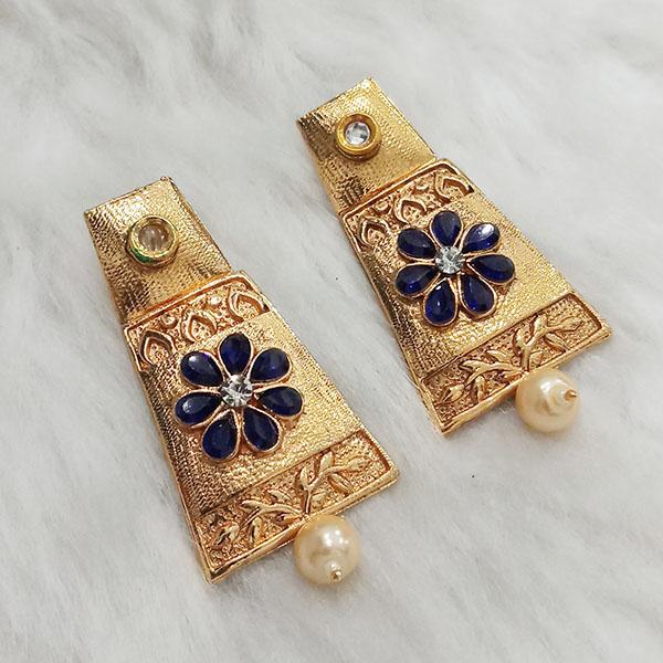 Kriaa Blue Austrian Stone Gold Plated Dangler Earrings - 1313019C