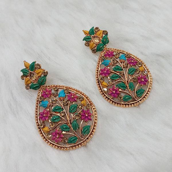 Kriaa Floral Design Austrian Stone Dangler Earrings - 1313026A