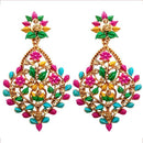 Kriaa Gold Plated Floral Design Dangler Earrings - 1313027A