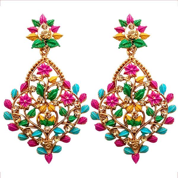 Kriaa Gold Plated Floral Design Dangler Earrings - 1313027A