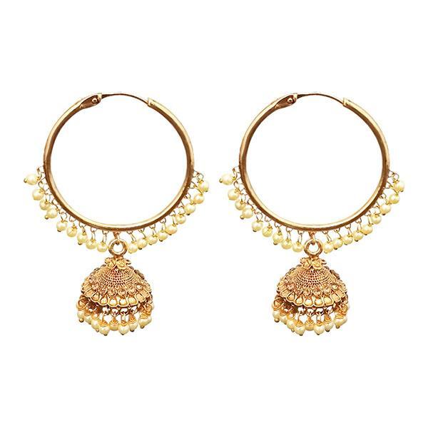 Kriaa Gold Plated Pearl Jhumki Earrings - 1313039