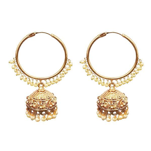 Kriaa Gold Plated Pearl Jhumki Earrings - 1313041