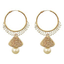 Kriaa Gold Plated Pearl Jhumki Earrings - 1313046