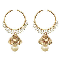 Kriaa Gold Plated Pearl Jhumki Earrings - 1313046